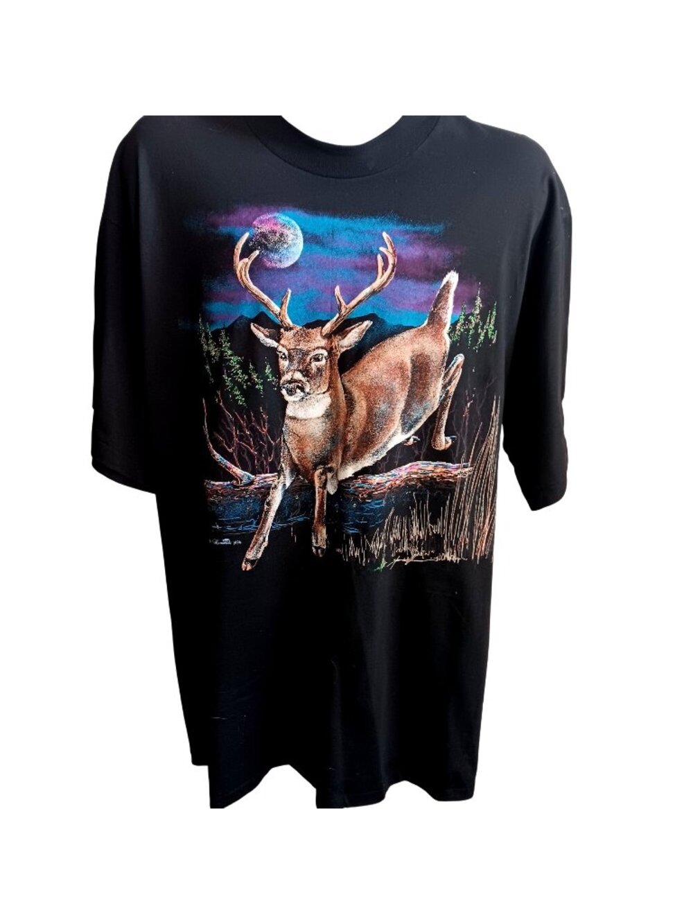 Vintage Single Stitch T-shirt XL 1994 Hazelwoods Deer NWOT NEW Deadstock Nature